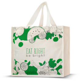 45W x 40H x 20AG (b) FRUIT GRAPHICS CANVAS BAG WITH FLAT HANDLES