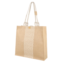 38W x 37h x 12AG GEOMETRIC PANEL JUTE TOTE