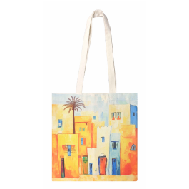 38W x 42H OLD TOWN GRAPHIC OFFSET PRINT CANVAS BAG